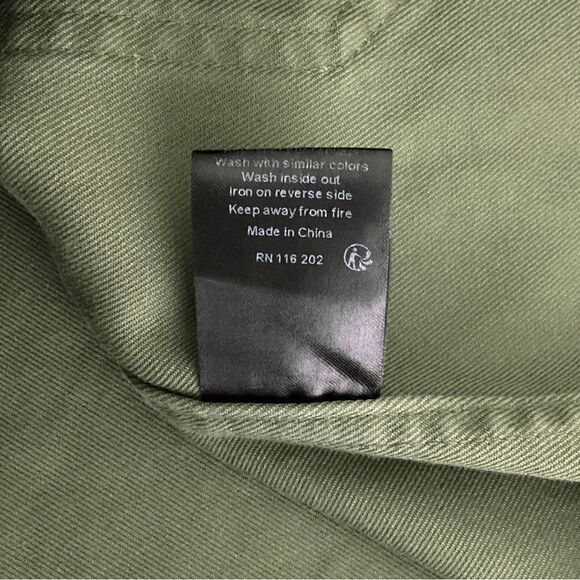 Zadig & Voltaire Size M Olive Green Record Brode Tigre Embroidered Dress Lace Up - Picture 9 of 10